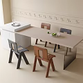 Modern Dining Table and Chair Combination Island Table Single Chair 3d model