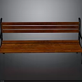 Stylish Red Wooden Bench With Black Metal Armrests And Classic Design For Home Decor
