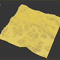 Three Dimensional Terrain Design On White Fabric With Black Mountain Patterns And Wrinkles