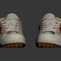 White Stylish Sneakers with Red Floral Design Yellow Accents and Fame Brand Logo