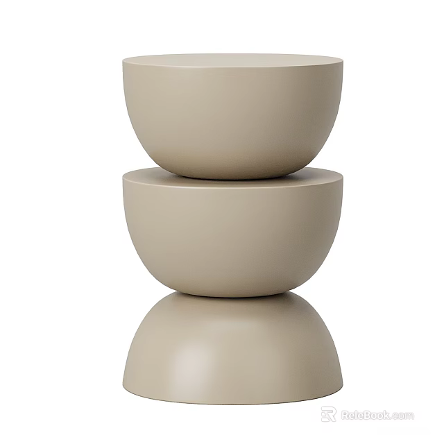 Modern Minimalist Beige Side Table Featuring Stacked Round Shapes For Living Room Decor 3d model 
