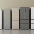 Collection of Standing Refrigerators in White Gray Beige Colors and Various Styles