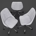 Modern Gray Upholstered Desk Chair Set with Metal Frame and Rolling Wheels