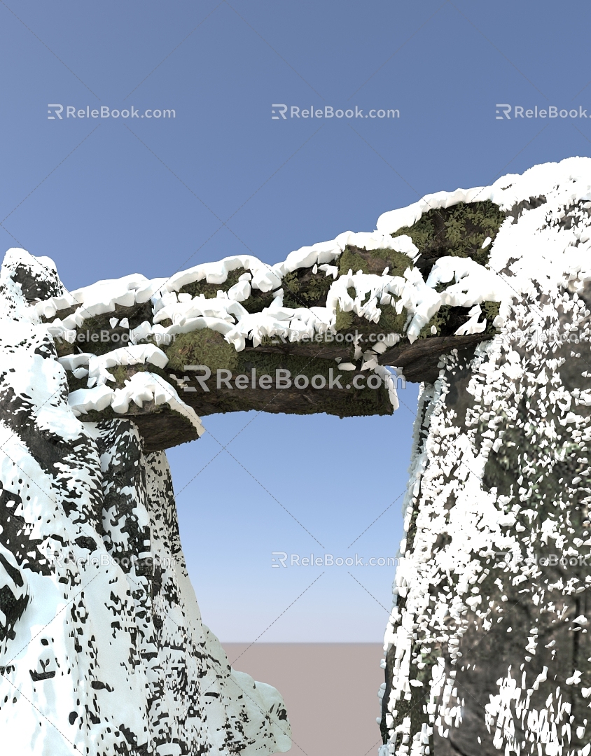 Modern stone snow scene 3d model