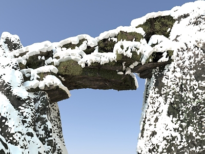 Modern stone snow scene 3d model