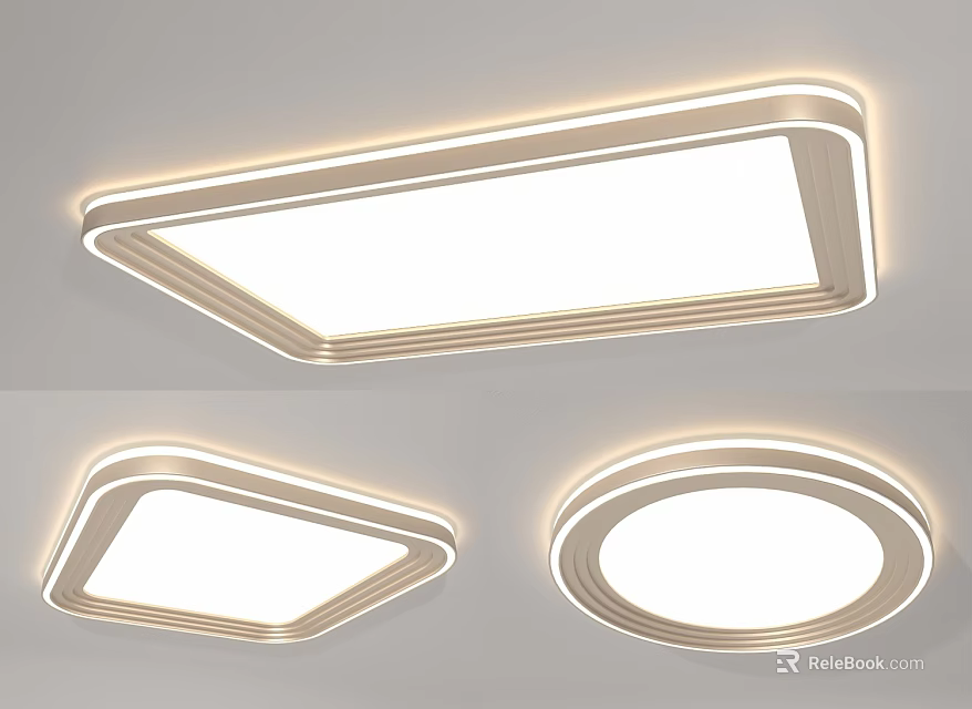 Modern Ceiling Lights With Geometric And Circular Shapes Slim Frame Design 3d model