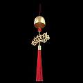 Chinese Style Hanging Pendant with Gold Bell Red Tassel and Good Luck Characters