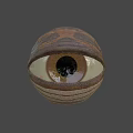 Giant Eyeball Shaped Fantasy Creature In Lush Forest With Lily Pads