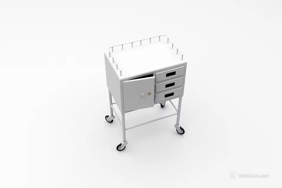 Heavy Duty Industrial Mobile Cart with Lockable Cabinet Storage Drawers and Stainless Steel Countertop 3d model 