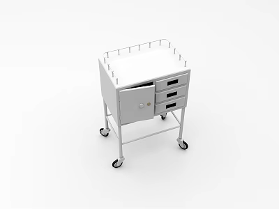 Heavy Duty Industrial Mobile Cart with Lockable Cabinet Storage Drawers and Stainless Steel Countertop 3d model