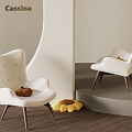 Cream style leisure chair 3d model