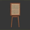 Modern Wooden Cabinet With Woven Rattan Doors And Slender Legs For Home Decor