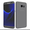 Samsung Silver Smartphone With Dual Camera And Blue Curved Screen Design