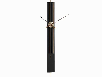 Modern Black Vertical Wall Clock With Gold Hands And Sleek Design Elements 3d model