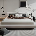 Modern Bedroom Interior Design With Large Bed Pillows Round Pendant Light And Wooden Floor