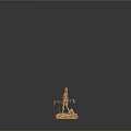 Golden Statue Depicting Woman with Feathered Headdress Bow Arrow and Campfire Base