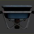 Rustic Blue Wheelbarrow With Metal Frame Square Tray And Single Wheel Design