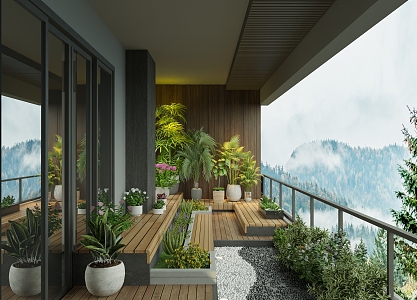 Forest Plant Garden View Balcony 3d model