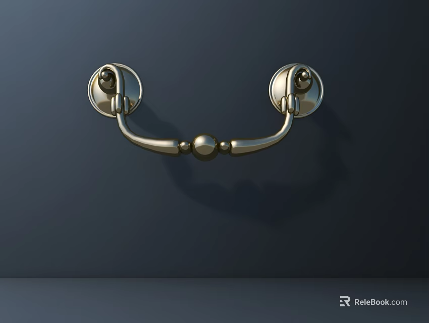 Elegant Brass Cabinet Handle With Circular Base And Decorative Ball Design 3d model 