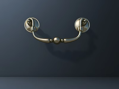 Elegant Brass Cabinet Handle With Circular Base And Decorative Ball Design 3d model