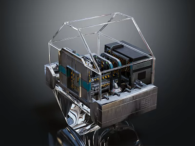 Smart Machine With Transparent Casing Internal Mechanical Electronic Components And Precision Structure 3d model