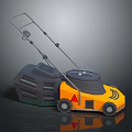 Yellow And Black Functional Lawn Mower With Handle Grass Collection Bag And Wheels For Garden Care