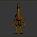 Orange Dinosaur With Long Neck Red Crest Standing Open Mouth On Gray Background