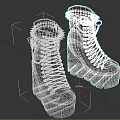 Black High Top Platform Boots With Lace Up Design Chain And Stud Details