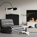 Lazy Sofa Single Sofa Fireplace Ornaments Combination 3d model