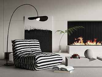 Lazy Sofa Single Sofa Fireplace Ornaments Combination 3d model