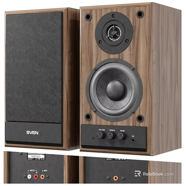 HiFi Audio Speakers With Walnut Wood Design Modern Style Speaker Drivers And Control Knobs 3d model 