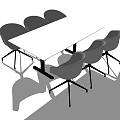 Modern Minimalist Dining Table Set With Square Tabletop And Six Chairs