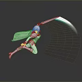 Man Wearing White Clothes Holding a Sword With Green Glow Jumping In Air