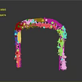 Decorative White Frame Flower Arch With Colorful Flowers And Green Leaves