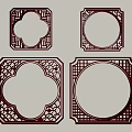 Dark Wooden Carved Decorative Frames With Various Geometric And Floral Patterns For Wall Decor