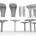 Modern Columns With Curved Shapes LED Lighting And Mesh Structure Designs 3d model