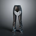 Stylish Black Leather High Waisted Pants With Flared Legs And Unique Cut Design