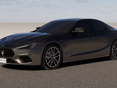 Black Maserati Sedan With Sleek Exterior Design And Alloy Wheels 3d model