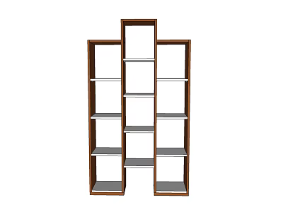 Modern Open Shelf Bookcase With Multi Layered Wooden Frame And White Shelves 3d model