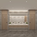 Modern Public Toilet Public Washbasin Commercial Toilet Office Building Toilet Toilet Hotel Toilet Modern Washbasin 3d model