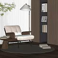 Leisure chair floor lamp side books 3d model