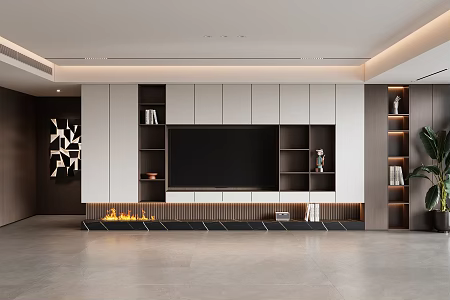 Modern TV background wall TV cabinet 3d model