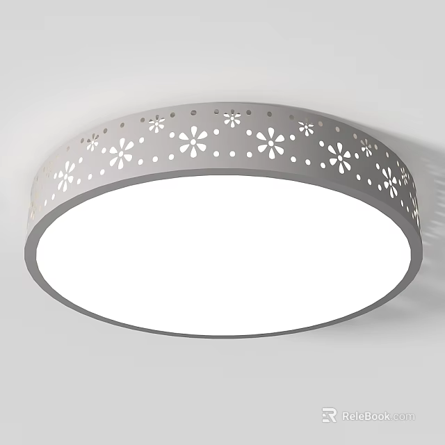 Modern Round Ceiling Light With Hollow-out Flower Patterns And Bright Illumination 3d model 