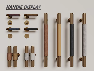 Modern Assorted Cabinet Handles With Brass Metal Cylindrical Designs And Various Color Finishes 3d model
