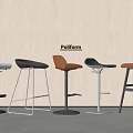 Poliform Modern Bar Stools With White Black Brown Seats And Metal Frames 3d model
