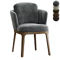Modern Light Gray Upholstered Dining Chair With Wooden Legs And Armrests