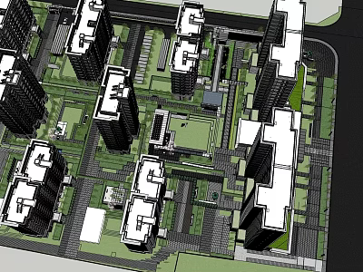 Residential Landscape Design With High Rise Buildings And Green Community Spaces 3d model