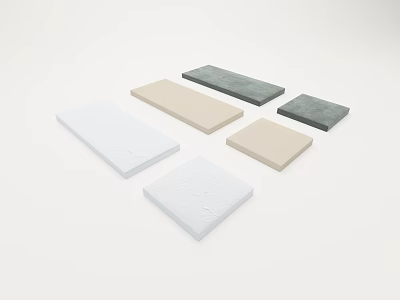 Collection of Rectangular Textured Mats in White Beige and Gray Tones 3d model