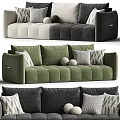 Stylish Sectional Sofa Designs In Green Grey And Gradient Tones With Decorative Pillows And Balls