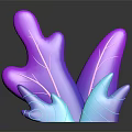 Abstract Purple and Blue Gradient Plant with Leafy Structure and Reflective Base